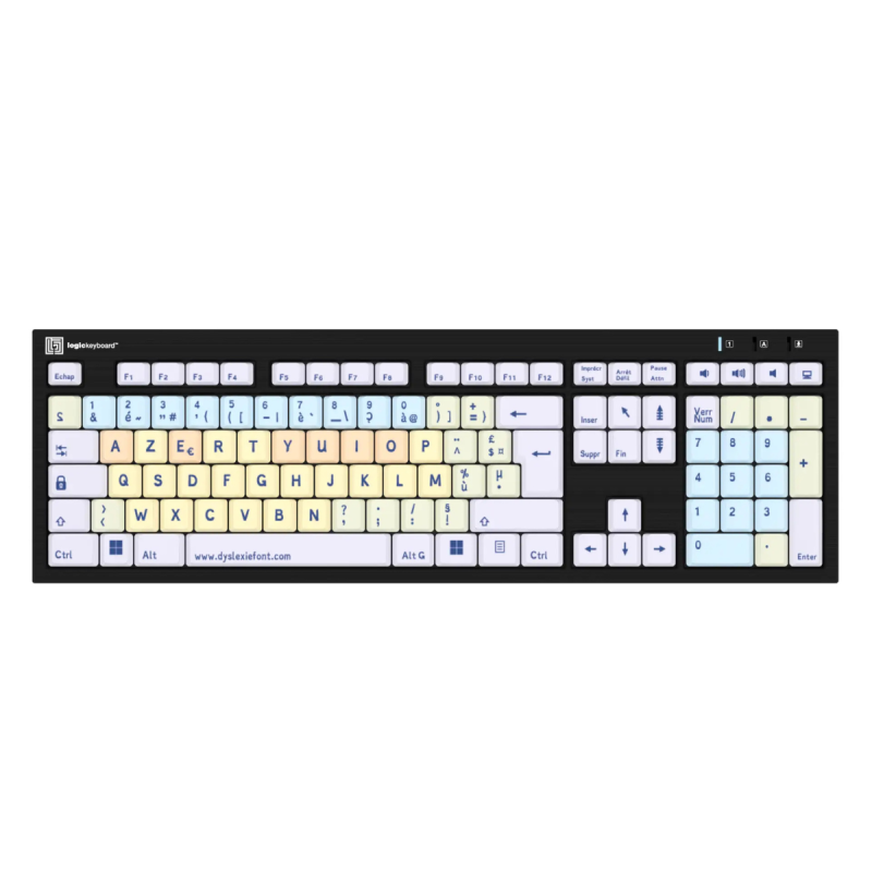 Clavier adapté à la Dyslexie pour PC de face